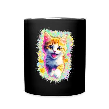 Chaton heureux 🌼🌸 - Mug uni - noir - Devant