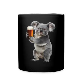 Koala Bier - Tasse einfarbig - Schwarz - Vorne