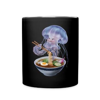 Quallen Ramen - Tasse einfarbig - Schwarz - Vorne