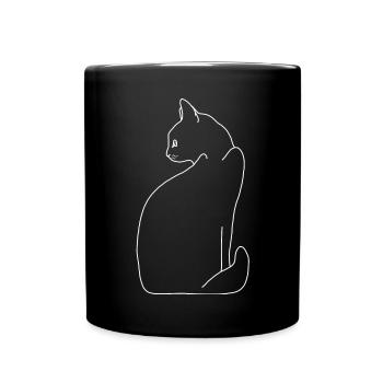 Cat lineart - Full Colour Mug - black - Front