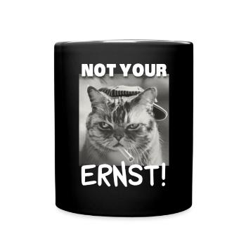 not your ernst! Sarkasmus Denglisch Katze - Tasse einfarbig - Schwarz - Vorne