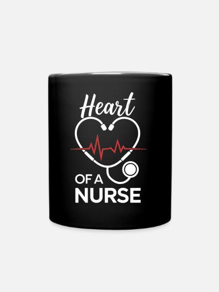 Stethoscope Heart Design for Nurse - Full Colour Mug - black