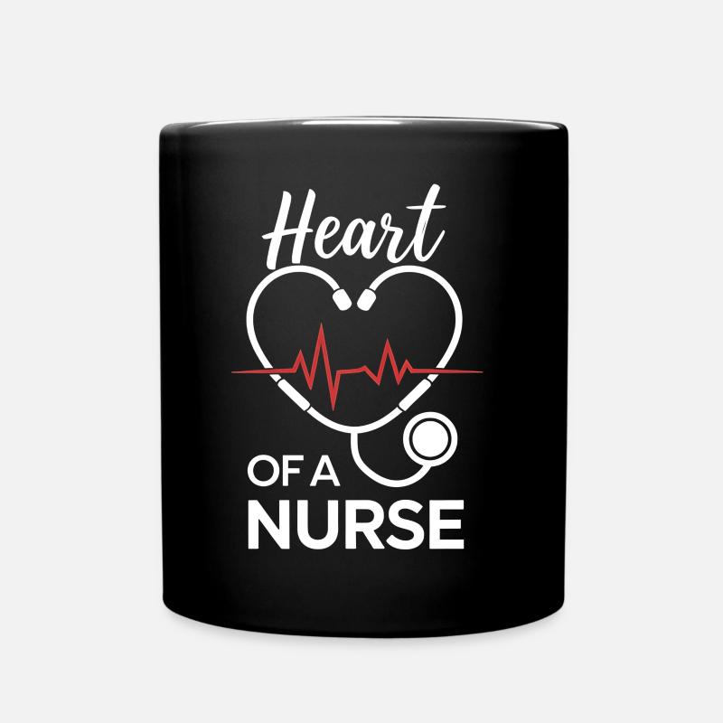 Stethoscope Heart Design for Nurse - Full Colour Mug - black