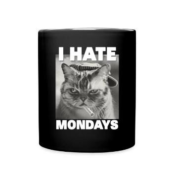 I hate mondays saying cat monday funny - Full Colour Mug - black - Front