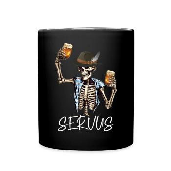 Servus Skull Bier Trachtenshirt Biertrinker - Tasse einfarbig - Schwarz - Vorne