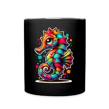 Seepferd Seepferdchen - Tasse einfarbig - Schwarz - Vorne