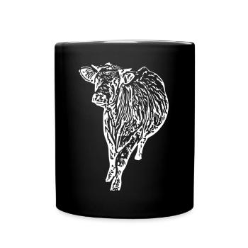 Cow White White Cow Cows Silhouettes Gift - Full Colour Mug - black - Front