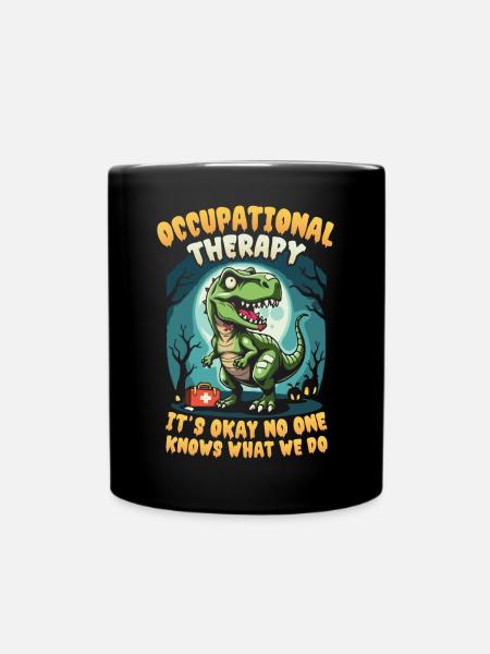 Funny Dino: Occupational Therapy Design - Full Colour Mug - black