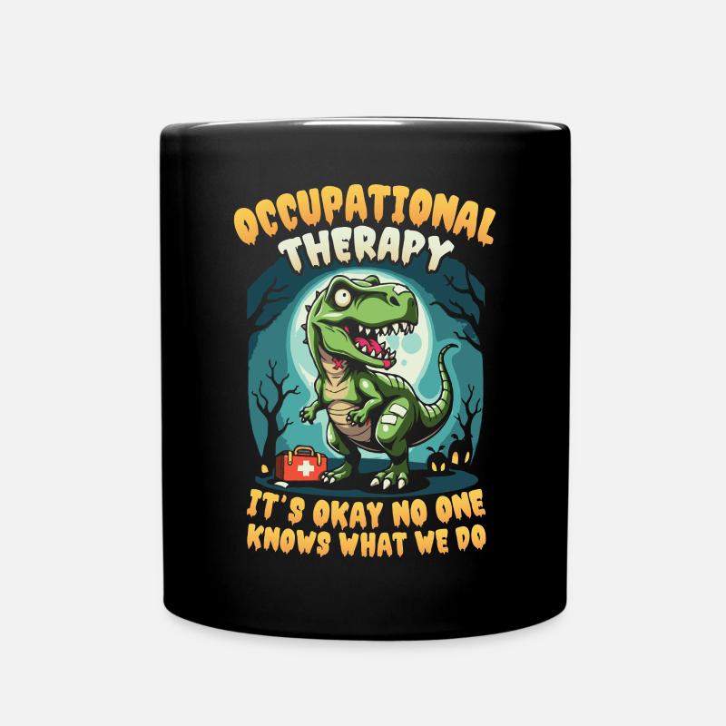 Lustiger Dino: Ergotherapie-Design - Tasse einfarbig - Schwarz