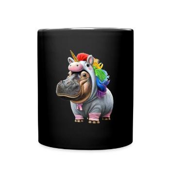 Nilpferd Einhorn - Tasse einfarbig - Schwarz - Vorne