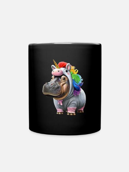 Nilpferd Einhorn - Tasse einfarbig - Schwarz