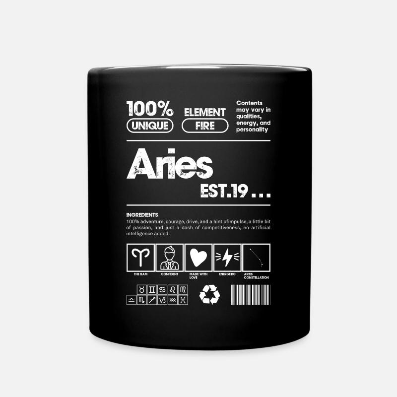 Widder Bold Line Art Sternzeichen - Tasse einfarbig - Schwarz