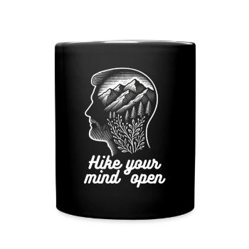 Hike your min open - Design inspiré de la nature - Mug uni - noir - Devant