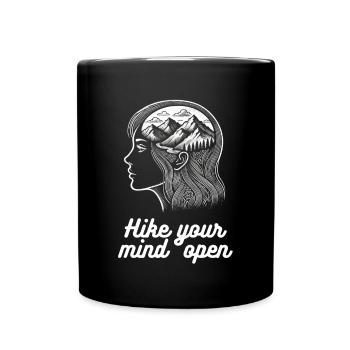 Hike your min open - Adventure and Mindfulness - Full Colour Mug - black - Front