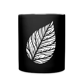 Herbstblatt Struktur - Tasse einfarbig - Schwarz - Vorne