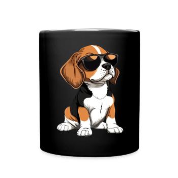 Lustiger Beagle Hund - Tasse einfarbig - Schwarz - Vorne