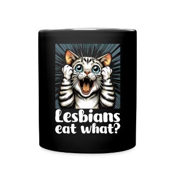 Lesbians eat what? Cat Cat Gift - Full Colour Mug - black - Front