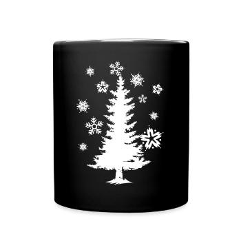 Tree Winter Outfit Snow Christmas Symbol Logo - Full Colour Mug - black - Front