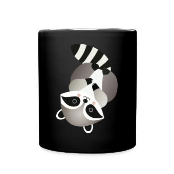 Cheerful raccoon in a playful pose - Full Colour Mug - black - Front