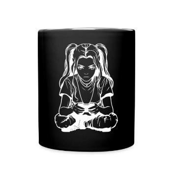 Gamer Girl Drawing - Full Colour Mug - black - Front