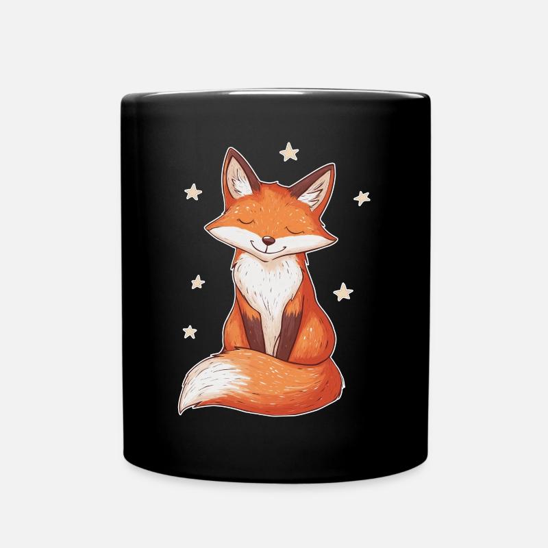 Fuchs und Sterne - Tasse einfarbig - Schwarz