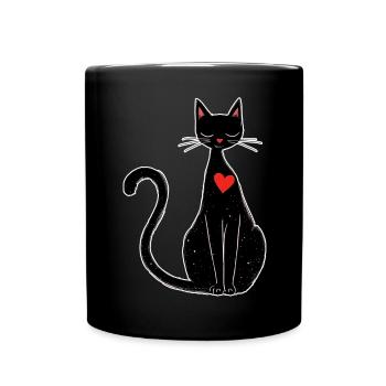 Chat noir avec cœur – Magique et minimaliste - Mug uni - noir - Devant