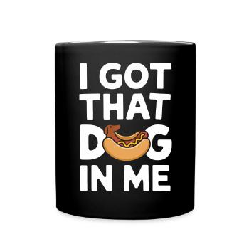 Lustiger Hot Dog Dackel - Tasse einfarbig - Schwarz - Vorne