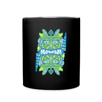 Blaue Tiki Queen - Regenschirm - Tasse einfarbig - Schwarz - Vorne