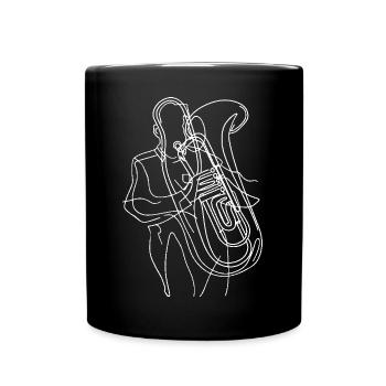 Tubaspieler Line Art - Tasse einfarbig - Schwarz - Vorne