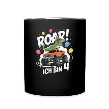 4ème anniversaire 4 ans Dino Monster Truck Fan - Mug uni - noir - Devant
