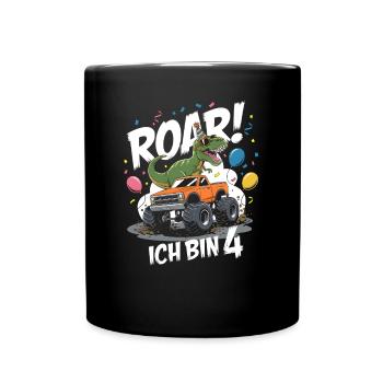 4ème anniversaire 4 ans Dino Monster Truck Fan - Mug uni - noir - Devant