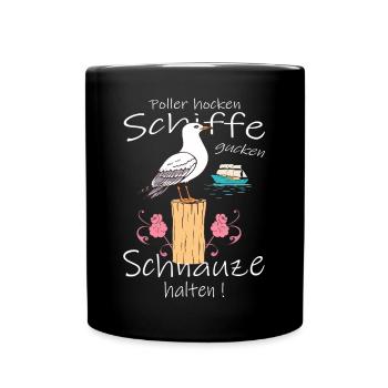Lustige Möwe - Tasse einfarbig - Schwarz - Vorne