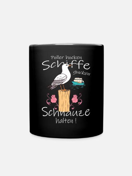Lustige Möwe - Tasse einfarbig - Schwarz