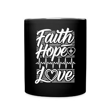 Foi, espérance, amour disant - Mug uni - noir - Devant