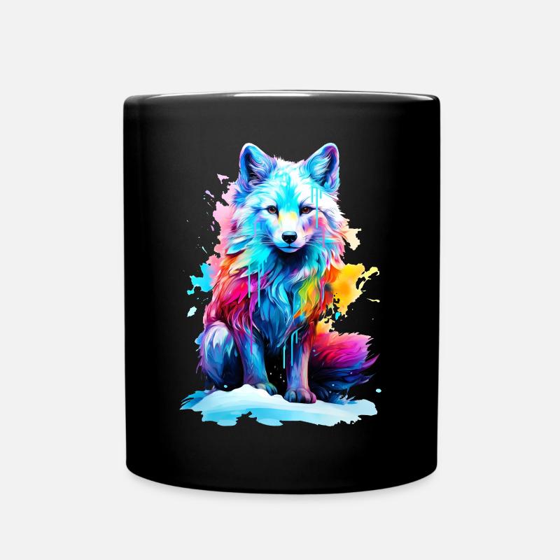 Painted Arctic Fox - Full Colour Mug - black