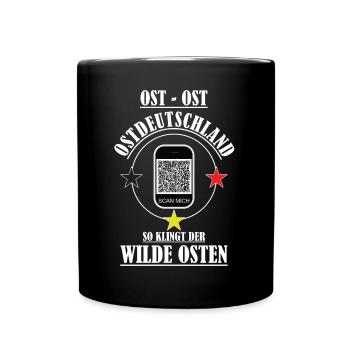 Geschenk für Ossis (mit funktionsfähigen QR-Code) - Tasse einfarbig - Schwarz - Vorne