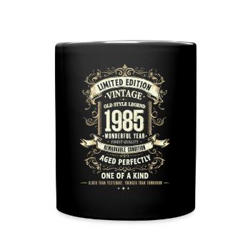 Geboren 1985, Baujahr 1985 Geburtstags Shirt Retro - Tasse einfarbig - Schwarz - Vorne