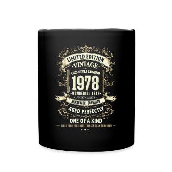 Geboren 1978, Baujahr 1978 Geburtstags Shirt Retro - Tasse einfarbig - Schwarz - Vorne