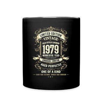 Geboren 1979, Baujahr 1979 Geburtstags Shirt Retro - Tasse einfarbig - Schwarz - Vorne