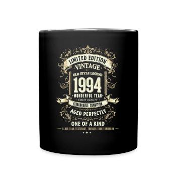 Geboren 1994, Baujahr 1994 Geburtstags Shirt 90er - Tasse einfarbig - Schwarz - Vorne