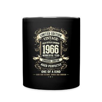 Geboren 1966, Baujahr 1966 Geburtstags Shirt 60er - Tasse einfarbig - Schwarz - Vorne