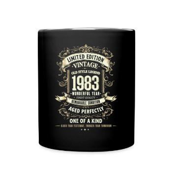 Geboren 1983, Baujahr 1983 Geburtstags Shirt 80er - Tasse einfarbig - Schwarz - Vorne