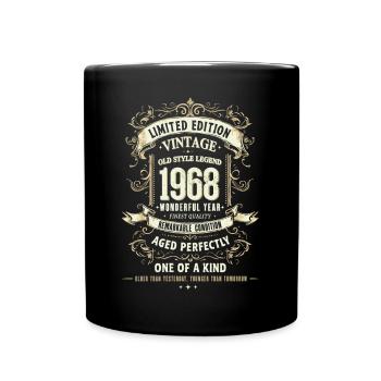 Geboren 1968, Baujahr 1968 Geburtstags Shirt 60er - Tasse einfarbig - Schwarz - Vorne