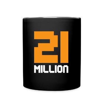 21 Millionen Bitcoin - Tasse einfarbig - Schwarz - Vorne