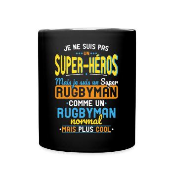 Kein Superheld, sondern ein Super-Rugby-Spieler - Tasse einfarbig - Schwarz - Vorne