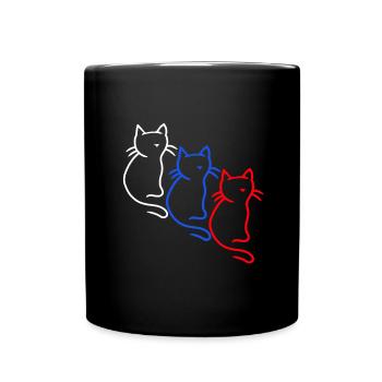 80s 90s Retro Cats Cat Vintage - Full Colour Mug - black - Front