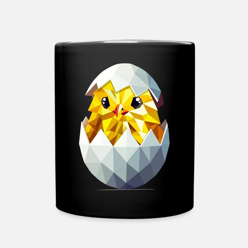 Küken im Ei – Moderne Osterillustration - Tasse einfarbig - Schwarz