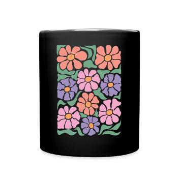 Fleurs de flore bohème - Mug uni - noir - Devant