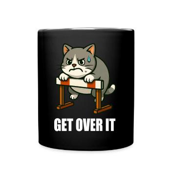 Motivation Katze Hürden Hürdenläufer Spruch - Tasse einfarbig - Schwarz - Vorne