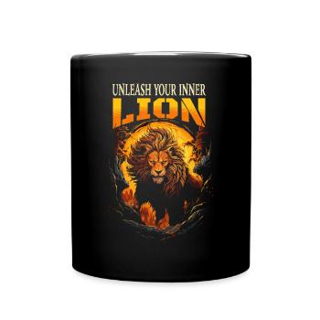 Lion, Lion's Head, Strong, Wild, Proud, Courageous, Royal - Full Colour Mug - black - Front